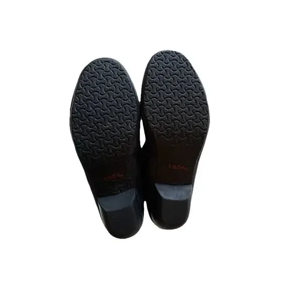 Women’s Taos Navy Blue Debut Shoes Size 8.5 Slip On Leather Heeled Flat - Picture 7 of 9